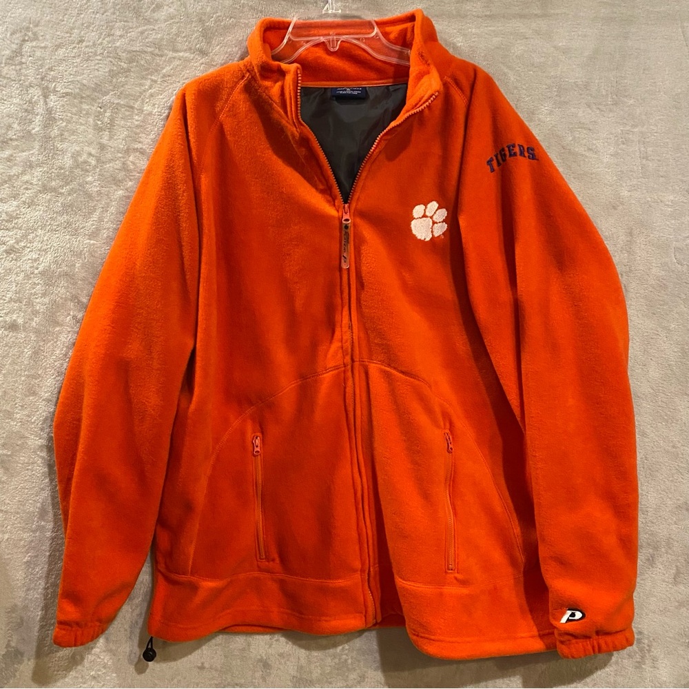 Clemson Tigers Jacket Men’s XL Orange Full Zip Fleece NCAA University Stitched